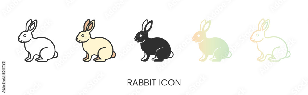 Vector rabbit icon, rabbit meat icon in solid, gradient and line styles. Trendy colors. Isolated on a white background. Editable stroke Vector rabbit icon, rabbit meat icon in solid, gradient and line styles. Trendy colors. Isolated on a white background. Editable stroke