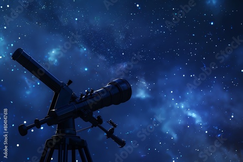 Highquality stock photo of a telescope pointed towards the stars on a clear night  with the galaxy faintly visible in the background