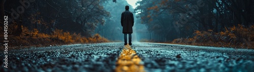 A creepy man standing on the other side of the road, lurking in the shadows 8K , high-resolution, ultra HD,up32K HD photo