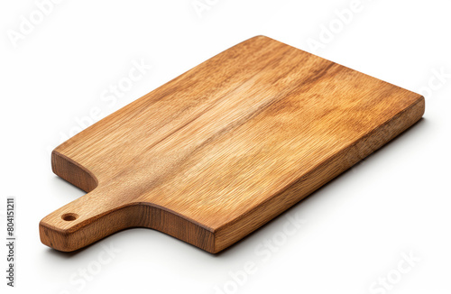 A wooden cutting board with a wooden handle