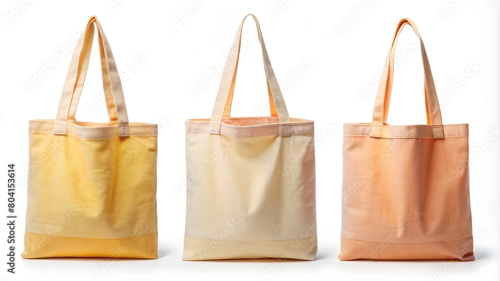 mockup set of pastel light yellow orange bags made of eco fabric mockup set of pastel light yellow orange bags made of eco fabric