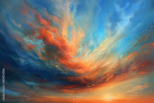 A lone, wispy cloud drifting across a canvas painted with the colors of sunrise.