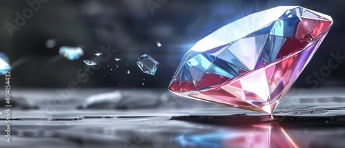 An abstract and modernist design of a diamond, rendered in gentle pastel hues photo