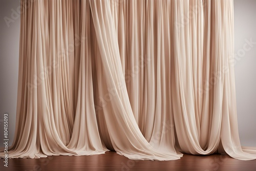 The curtains are white and flow in the air