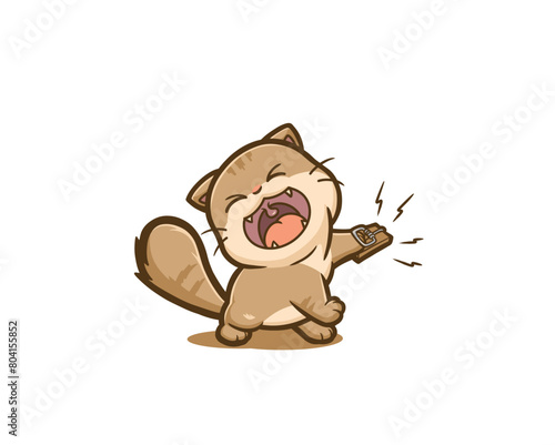 cat squeezed squealing expression mascot