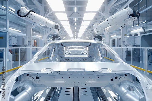 Robotic Automation on Car Assembly Line in High-tech Automotive Production Facility
