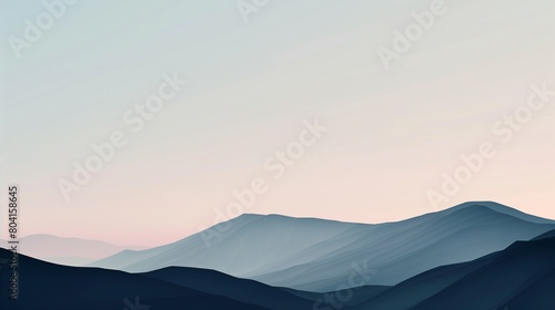 A minimalist virtual background featuring a sleek, digital mountain range under a calm, pastel sky.