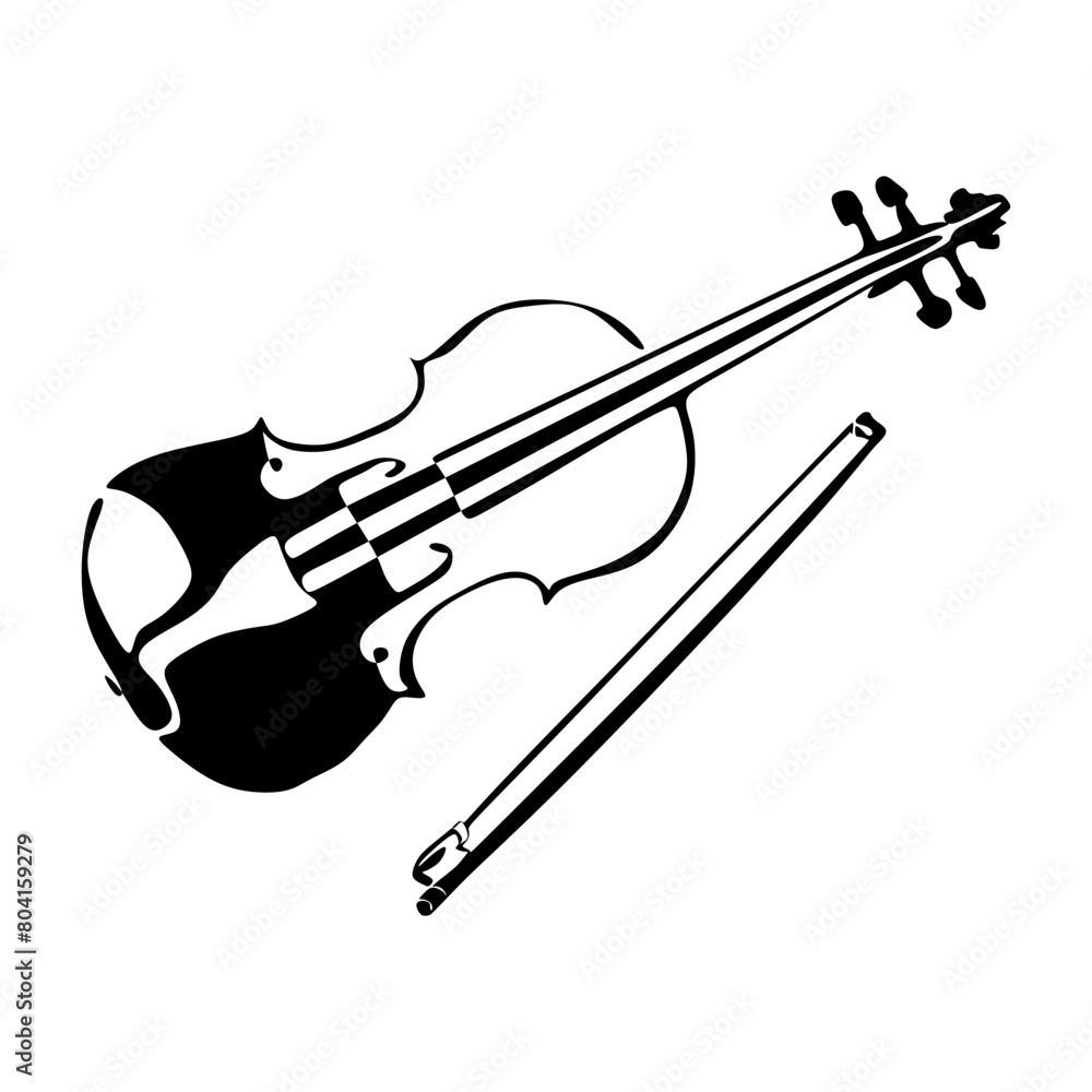 Obraz premium Violin.cdrViolin icon black and white silhouette. Music instrument silhouette. Vector illustration.