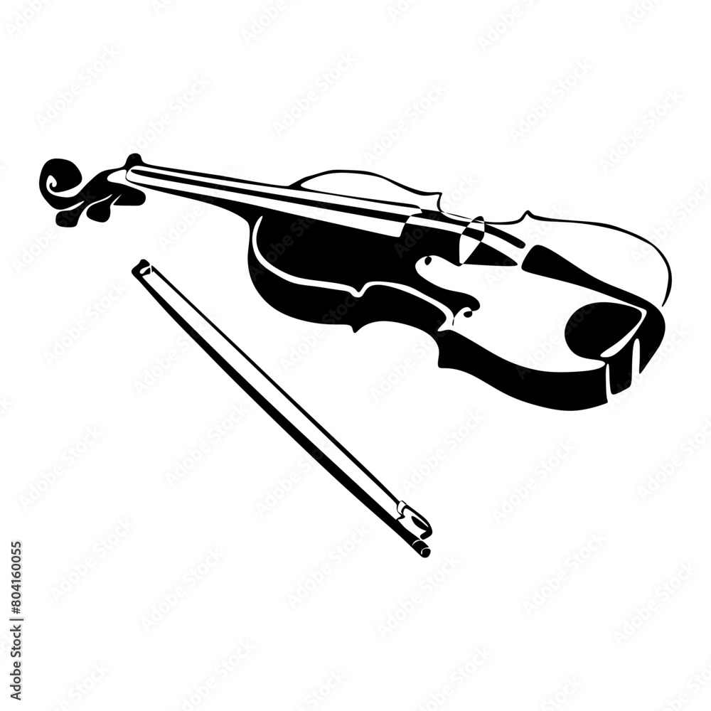 Obraz premium Violin.cdrViolin icon black and white silhouette. Music instrument silhouette. Vector illustration.