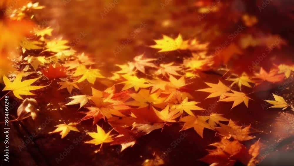 Golden Autumn Leaves on a Wet Surface Golden Autumn Leaves on a Wet Surface