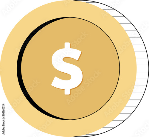 Dollar money coin icon. Flat illustration of dollar money coin flat editable vector icon for web design
