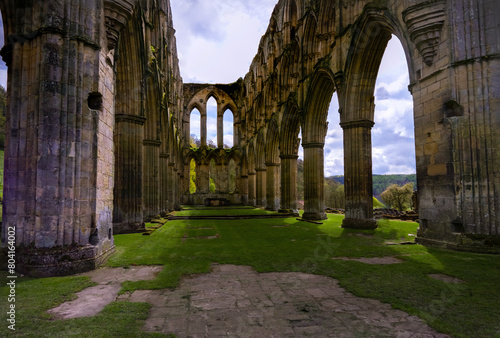 The ruins of Rievaulx Abbey in spring, Yorkshire, England photo