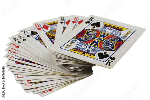 Deck of Playing Cards Fanned Out - Isolated on White Transparent Background, PNG
 photo