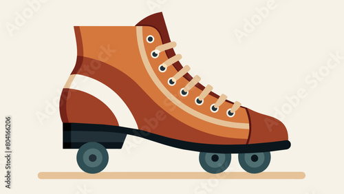 Engaging the sense of touch customers can feel the satisfyingly worn leather of the vintage skating boots on display.. Vector illustration