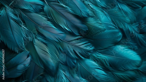 Feathery textures in shades of turquoise and teal create a whimsical texture.
