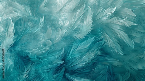 Wallpaper Mural Feathery textures in shades of turquoise and teal create a whimsical texture. Torontodigital.ca
