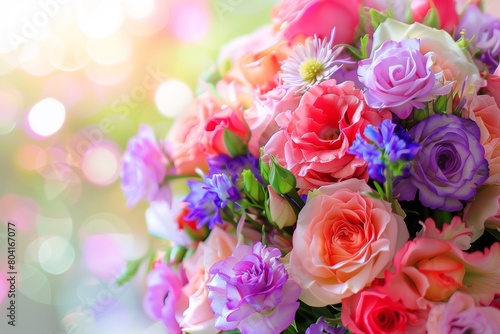 Beautiful bouquet of flowers. Holiday Background with flowers