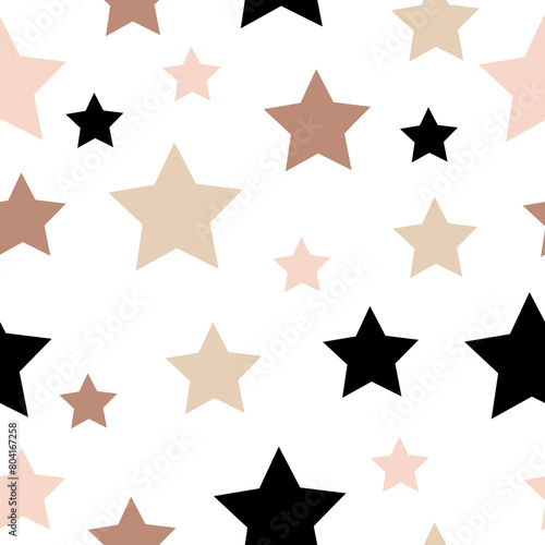 Vector seamless pattern swirl multicolored background Holiday joyful pattern with multicolored grey and blue vector stars on white background. Festive Stars Wallpaper.