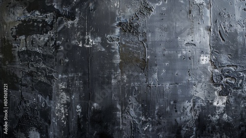 Grungy textures in shades of black and gray create an edgy vibe.
