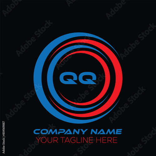 QQ letter logo creative design. QQ unique design. QQ letter logo design on black background.