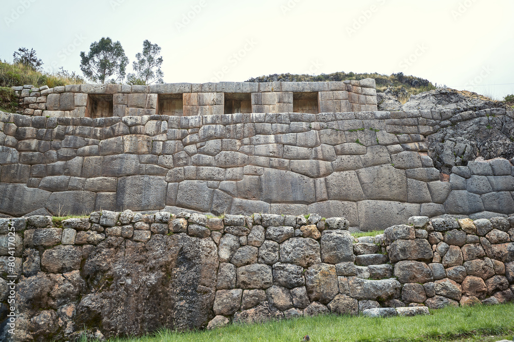 Megalithic stone wall using ancient technology at Tambo Machay Peru