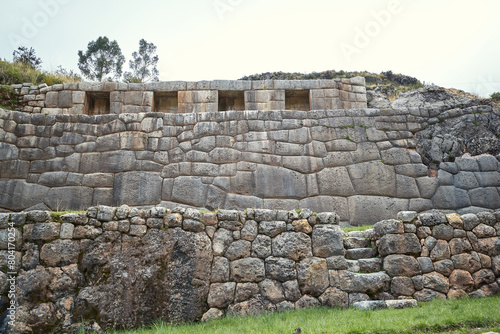 Megalithic stone wall using ancient technology at Tambo Machay Peru