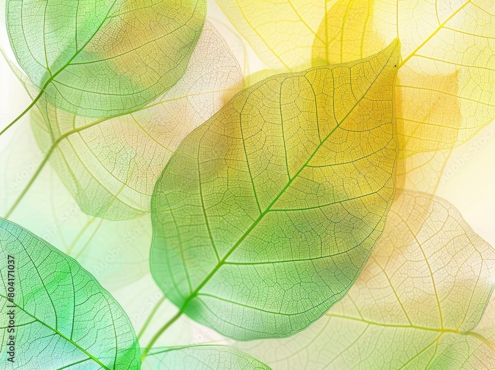 Transparent leaf veins in the natural colors.
