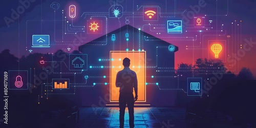 Electrician Developing Smart Home Automation System with Advanced Connectivity and Digital Intelligence for Efficient and Sustainable Living