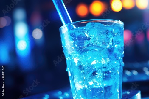Blue Raspberry Crush  Blue raspberry lemonade in a crushed ice-filled glass.