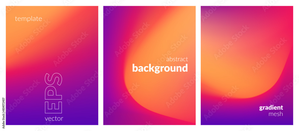 Abstract liquid background. Variation set. Color blend. Blurred fluid texture. Vibrant gradient mesh. Modern template for posters, ad banners, brochures, flyers, covers, websites. EPS vector image Abstract liquid background. Variation set. Color blend. Blurred fluid texture. Vibrant gradient mesh. Modern template for posters, ad banners, brochures, flyers, covers, websites. EPS vector image