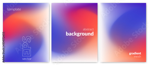 Abstract liquid background. Variation set. Vibrant color blend. Blurred fluid texture. Gradient mesh. Modern design template for posters, ad banners, brochures, flyers, covers, websites. Vector image