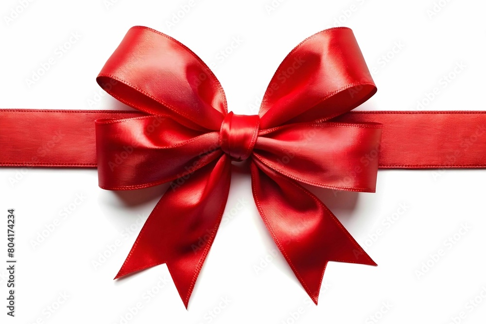 Red bow with long ribbon on white background Red bow with long ribbon on white background