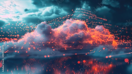 Big data cloud mass data storage 3d render digital technology background © NickArt