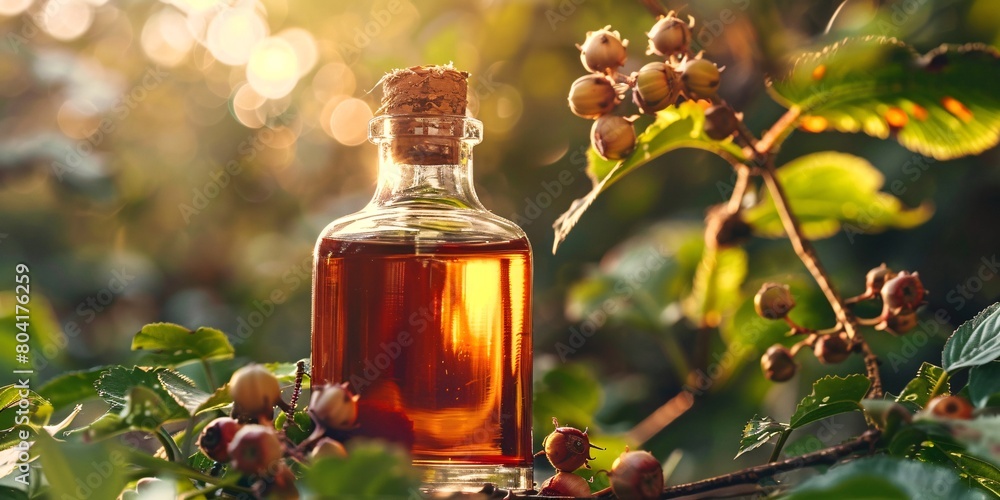 Concentrated horse chestnut essence in a container, with a focused view on the natural ingredients. Concentrated horse chestnut essence in a container, with a focused view on the natural ingredients.