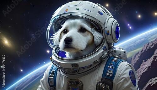 dog in a spacesuit, dog astronaut	
