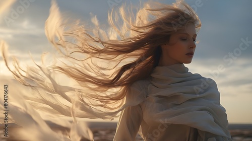 Wind is fast, Woman, Flying, Hair, Beauty