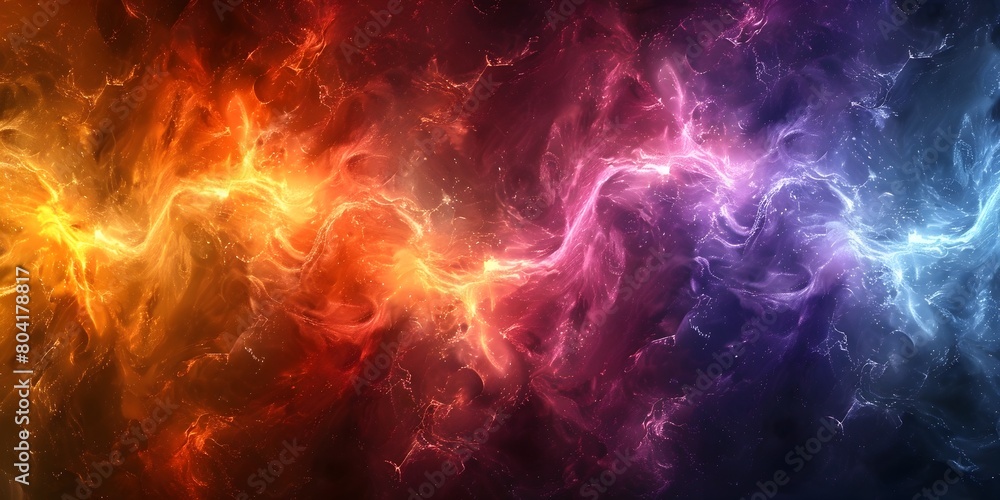 Fototapeta premium Vibrant Cosmic Explosion of Multicolored Energy Swirls in Dynamic Abstract Background
