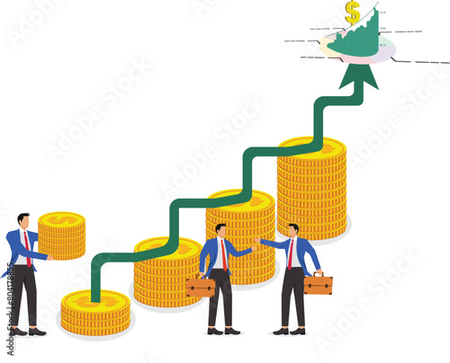 Business profits, budget or investment dividends increase, marketing or stock market market investment returns increase, interest rates or interest rates increase, traders add more and more gold coins