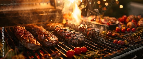 BBQ grills sizzling with holiday feasts , professional photography and light © IMPic
