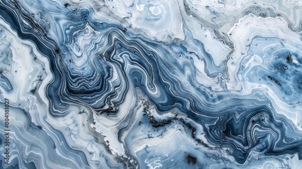 Swirling marble patterns in shades of gray and blue create a sophisticated texture. Swirling marble patterns in shades of gray and blue create a sophisticated texture.