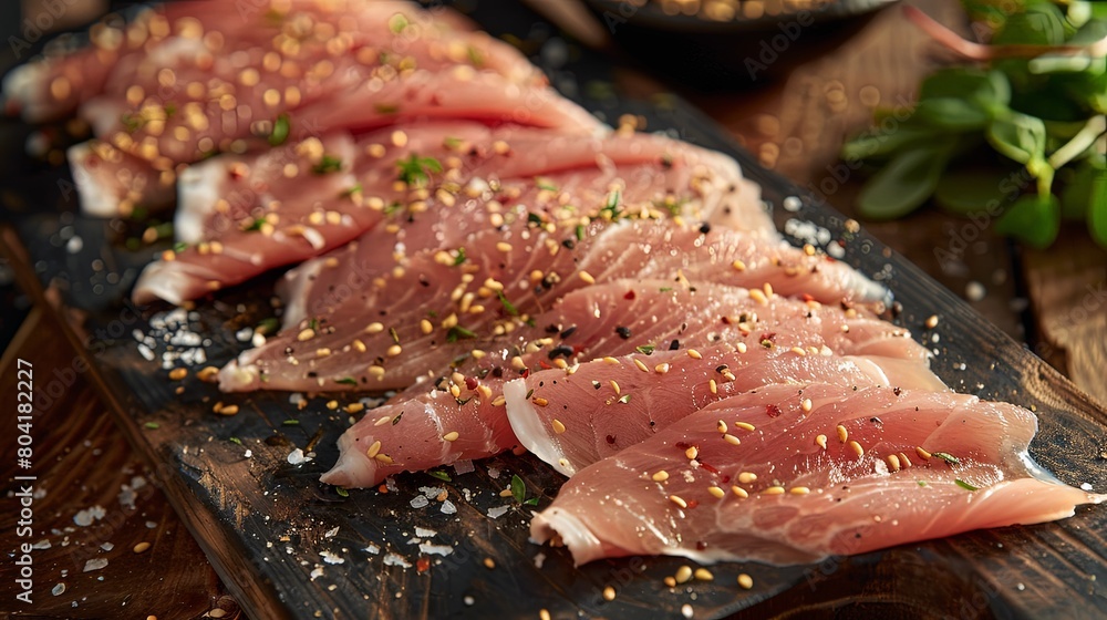 Tender Pork Slabs: Captivating visuals capturing paper-thin slices of juicy pork loin, ready to elevate any recipe or meal. Tender Pork Slabs: Captivating visuals capturing paper-thin slices of juicy pork loin, ready to elevate any recipe or meal.