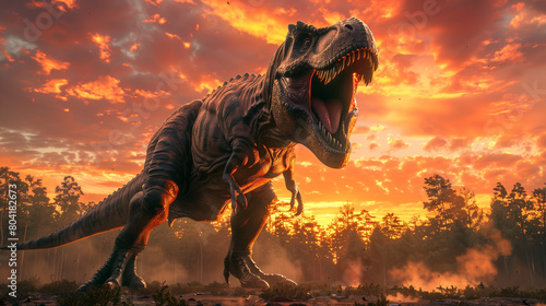 dinosaur in sunset