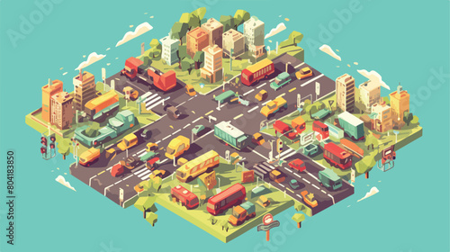3d Isometric vector road and highway for city map.