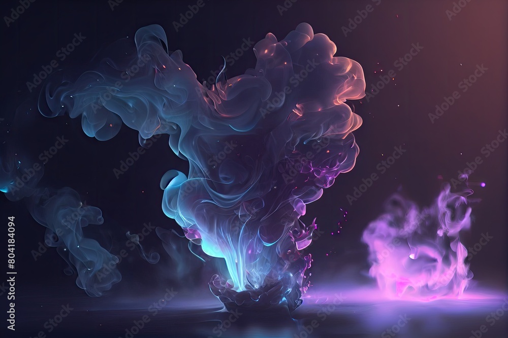 Obraz premium Colorful smoke on dark background. Generative Ai