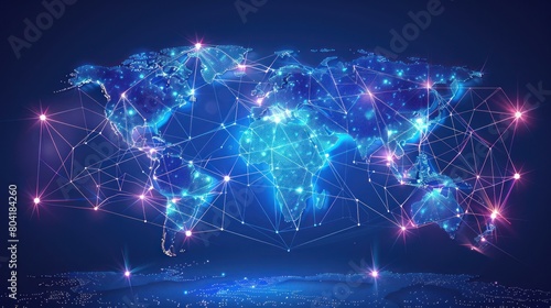 background illustration digital network on the world