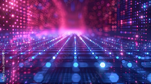 Abstract futuristic background with glowing neon grids and lines photo
