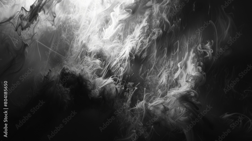 Swirling smoke patterns in shades of black and white create a mysterious texture. Swirling smoke patterns in shades of black and white create a mysterious texture.