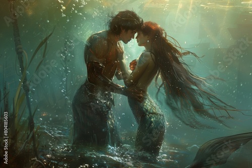 Enigmatic Mermaid and Human Romance in Mystic Waters