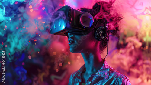 Abstract technology industry, virtual reality unfolds as a canvas for immersive experiences, blurring the boundaries between the physical and digital worlds.