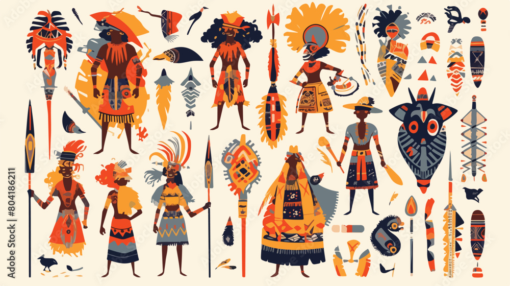 African tribe pattern wallpaper set vector illustra